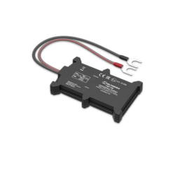 Waterproof FMT100 GPS tracker with its two battery connection leads